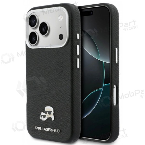 Apple iPhone 17 Pro deksel - Karl Lagerfeld PU Karl and Choupette Heads Pins MagSafe (svart)