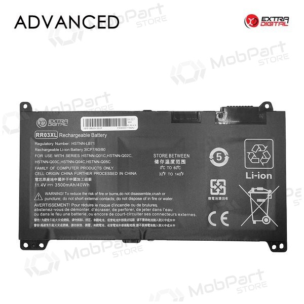 HP RR03XL, 3500mAh bærbar batteri, Advanced HP RR03XL, 3500mAh bærbar batteri, Advanced