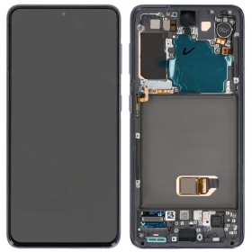 Ekranas Samsung G991 S21 5G su lietimui jautriu stikliuku og rėmeliu Phantom Grey original (service pack)