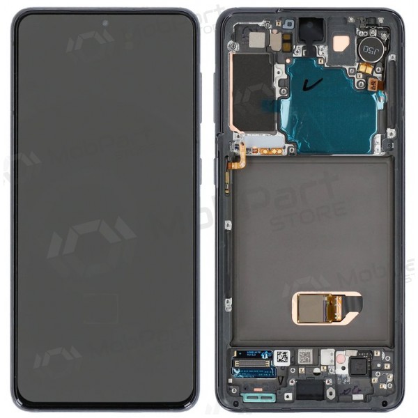Ekranas Samsung G991 S21 5G su lietimui jautriu stikliuku og rėmeliu Phantom Grey original (service pack)