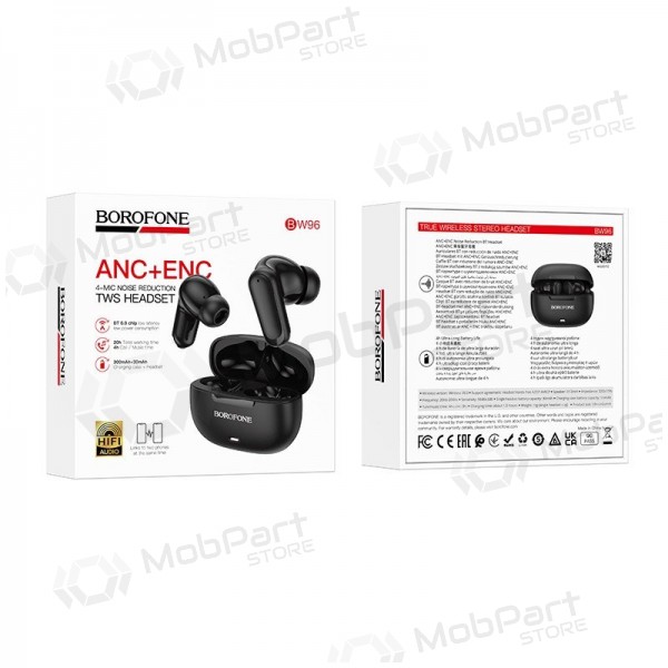Trådløse hodetelefoner Borofone BW96 Bluetooth ANC+ENC USB-C svarte