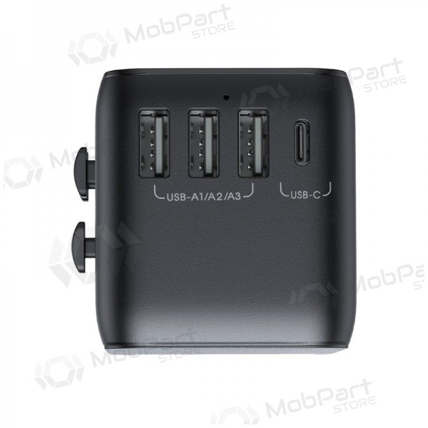 Universell kelioninis lader Joyroom JR-TCW01 3xUSB-A/USB-C svart
