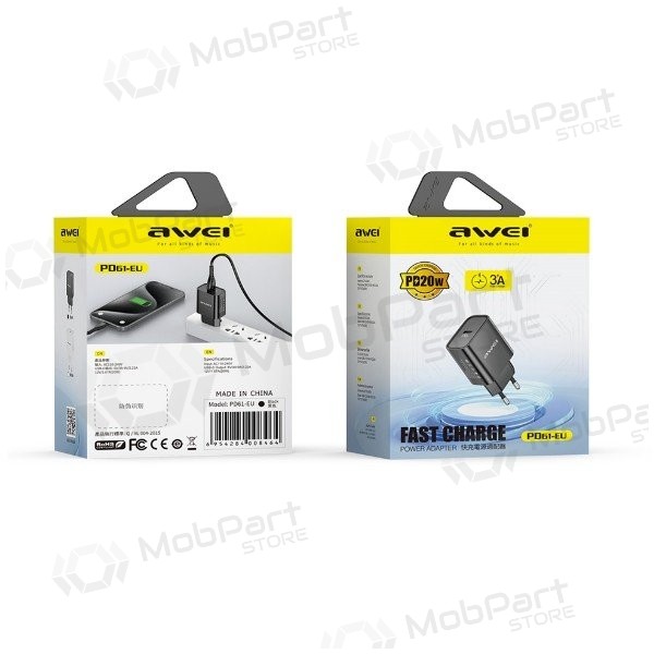 Telefonlader Awei PD61-EU 20 W USB-C hvit