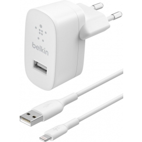 Lader buitinis Belkin Boost Charge USB-A 12W + Lightning kabel hvit