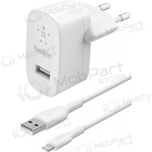 Lader buitinis Belkin Boost Charge USB-A 12W + Lightning kabel hvit