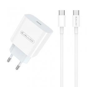 Lader Jellico AK180 20W USB-C + USB-C to USB-C cable 1.0m hvit