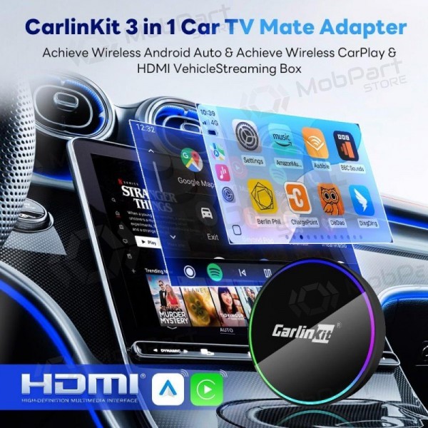 CarPlay-adapter Carlinkit HD2CP Pro trådløs Android Auto svart