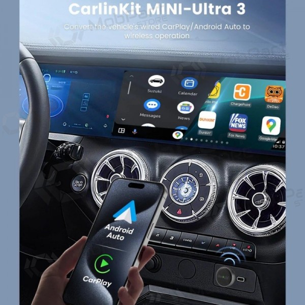 CarPlay-adapter Carlinkit Mini Ultra3 trådløs Android Auto svart
