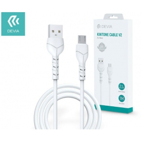 USB kabel Devia Kintone microUSB 1.0m (hvit) 5V 2.1A