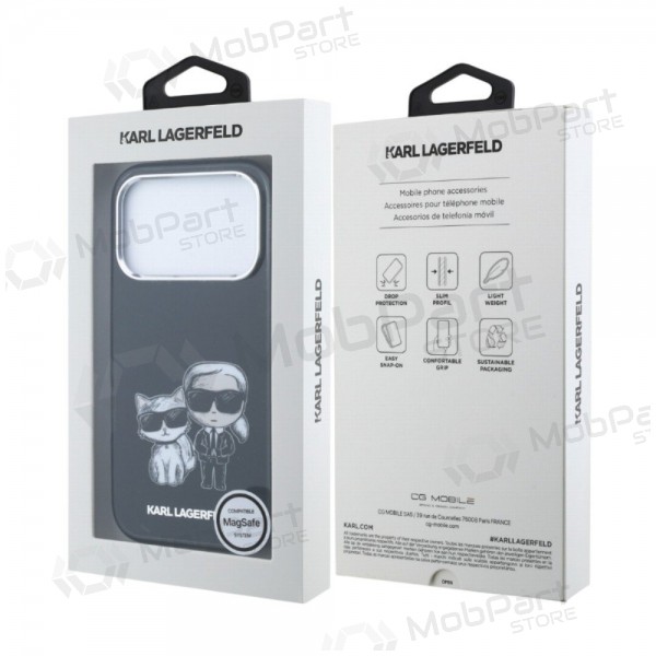 Apple iPhone 18 Pro deksel - Karl Lagerfeld PU Semi Wrap Smooth Sketch Bodies MagSafe (svart)