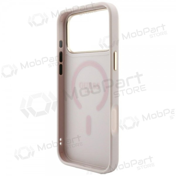 Apple iPhone 18 Pro Max deksel - Guess PU Leather 4G Gold Frame Embossed MagSafe (rosa)