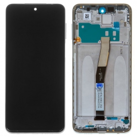 Xiaomi Redmi Note 9 Pro skjerm (hvit) (med ramme) (original)