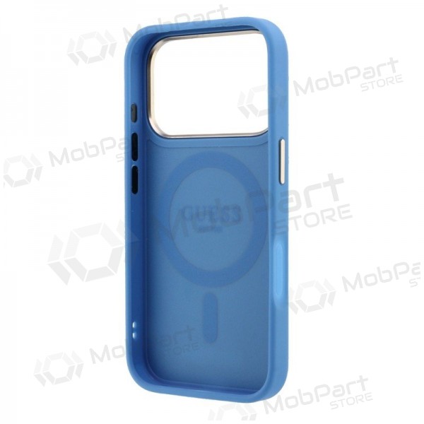 Apple iPhone 18 Pro deksel - Guess PU 4G Ring Stand MagSafe (blå)