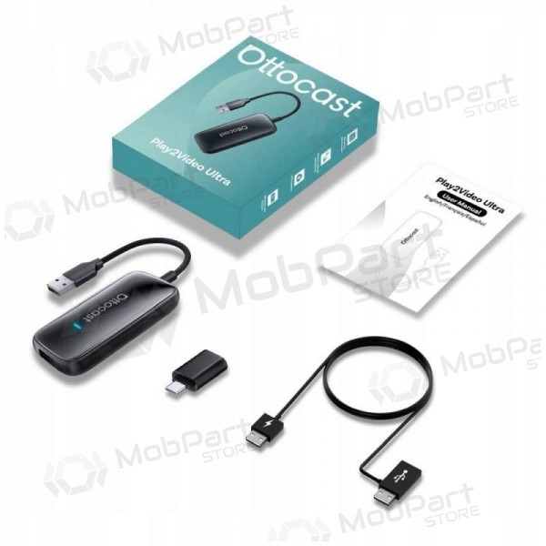 Trådløs CarPlay/Android Auto-adapter Ottocast Play2Video Ultra svart