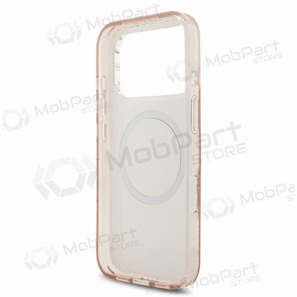 Apple iPhone 18 Pro deksel - Guess IML Flowers Allover Strap MagSafe (rosa)