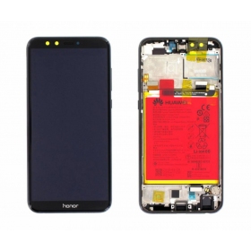Huawei Honor 9 Lite skjerm (svart) (med ramme og batteri) (service pack) (original)