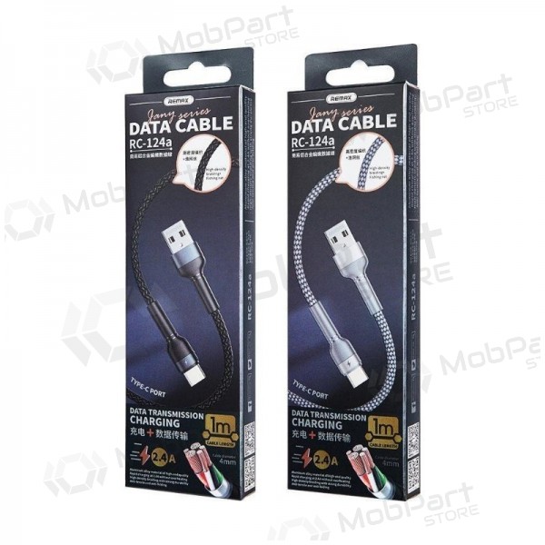 USB kabel Remax RC-124a USB-A to USB-C 1.0m svart