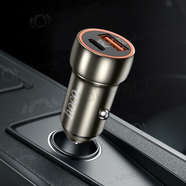 Lader automobilinis Hoco Z46A USB-A/Type-C PD20W+QC3.0 grå