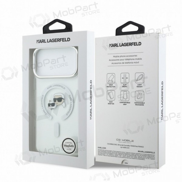 Apple iPhone 18 Pro Max deksel - Karl Lagerfeld IML K&CH Heads Metal Frame MagSafe (gjennomsiktig)