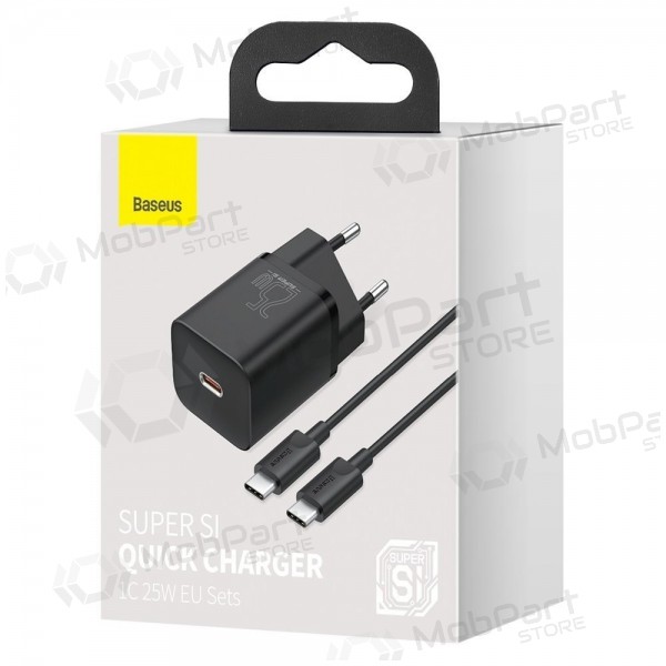 Lader buitinis Baseus Super Si 25W + Type-C 1.0m svart TZCCSUP-L01