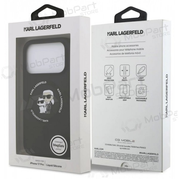 Apple iPhone 17 Pro deksel -Karl Lagerfeld Liquid Silicone Karl and Choupette MagSafe- (svart)