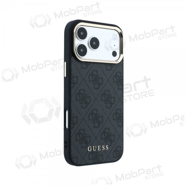 Apple iPhone 18 Pro deksel - Guess PU Leather 4G Gold Frame MagSafe (svart)