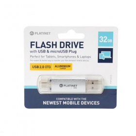 Minnepinne Platinet 32GB OTG USB 2.0 + microUSB (sølvgrått)