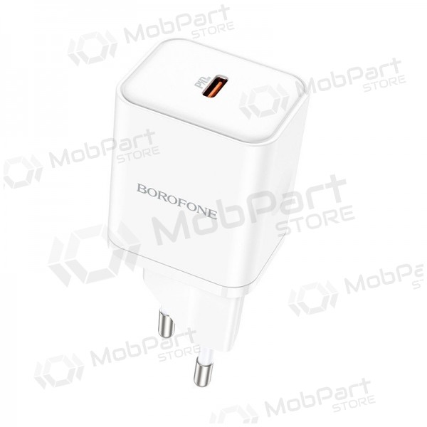 Lader buitinis Borofone BN6 Type-C PD+QC3.0 20W, hvit
