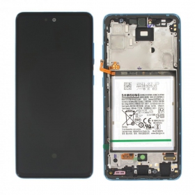 Samsung Galaxy A525 A52 4G / A526 A52 5G 2021 skjerm (blå) (med ramme og batteri) (service pack) (original)