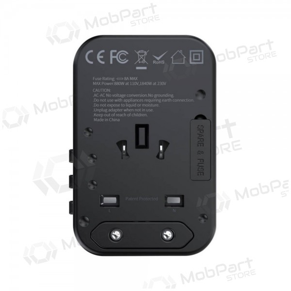 Universell kelioninis lader Choetech PD5009 65W 2xUSB-C/USB-A svart