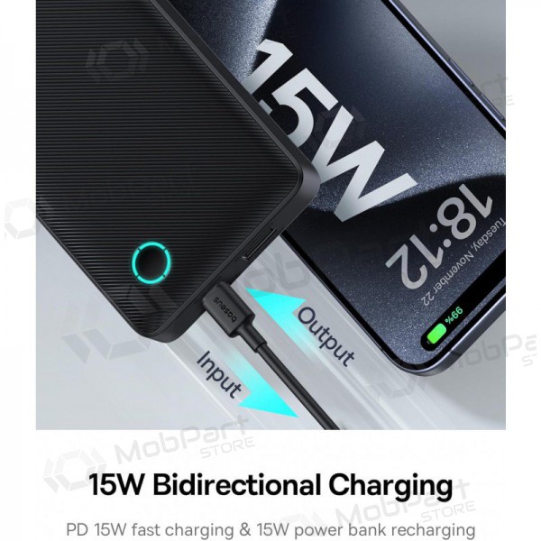 Powerbank Power Bank Baseus Airpow Lite 15W 10000mAh svart P10067500123-00 Powerbank Power Bank Baseus Airpow Lite 15W 10000mAh svart P10067500123-00