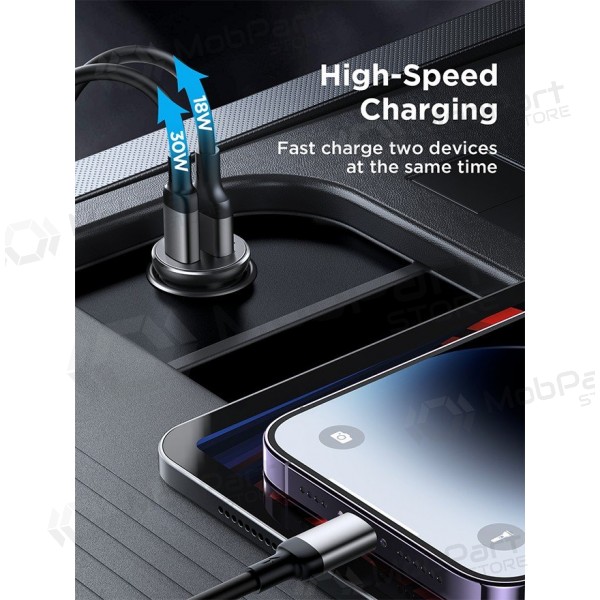 Lader automobilinis Joyroom CCN05 USB-C/USB-A 30W svart