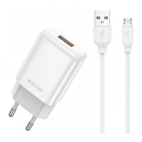 Lader buitinis Jellico EU01 2.4A USB + MicroUSB hvit