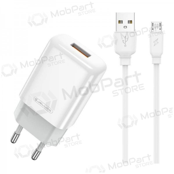Lader buitinis Jellico EU01 2.4A USB + MicroUSB hvit
