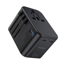 Universell kelioninis lader Choetech PD5009 65W 2xUSB-C/USB-A svart