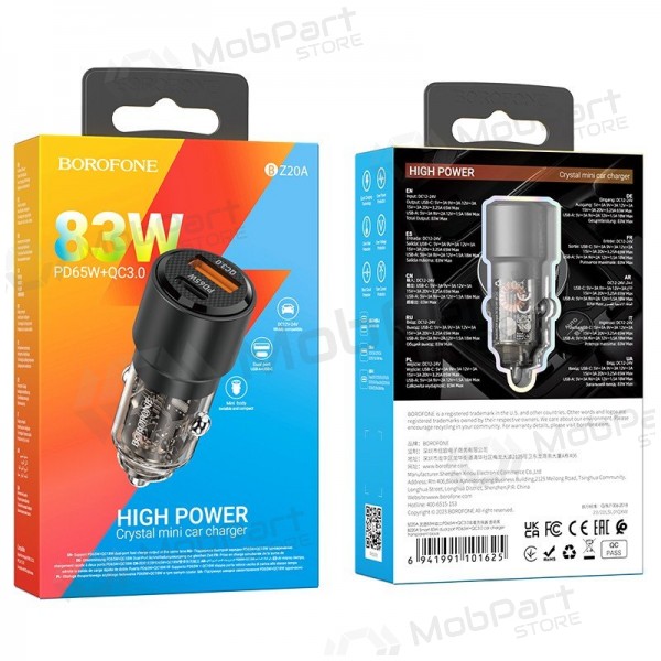 Billader Borofone BZ20A 83 W PD QC 3.0 USB-C + USB-A svart