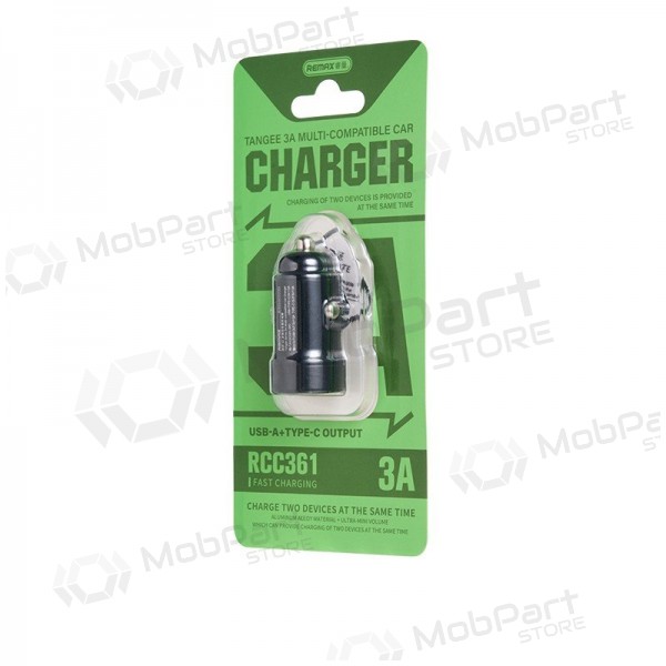Lader for biler Remax RCC361 15W USB-C/USB-A svart