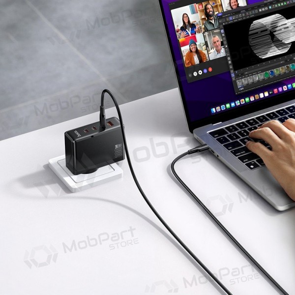 Telefonlader Hoco N85 100 W 3x USB-C + USB-A svart