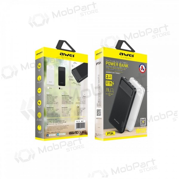 Powerbank Power Bank Awei P5K 5V/2.1A 10000mAh svart