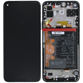 Huawei P40 Lite 5G skjerm (svart) (med ramme og batteri) (service pack) (original)