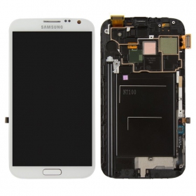 Samsung N7100 Galaxy Note 2 skjerm (hvit) (med ramme) (service pack) (original)