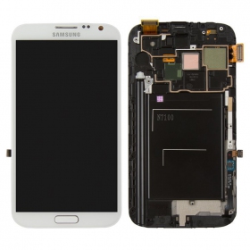 Samsung N7100 Galaxy Note 2 skjerm (hvit) (med ramme) (service pack) (original)
