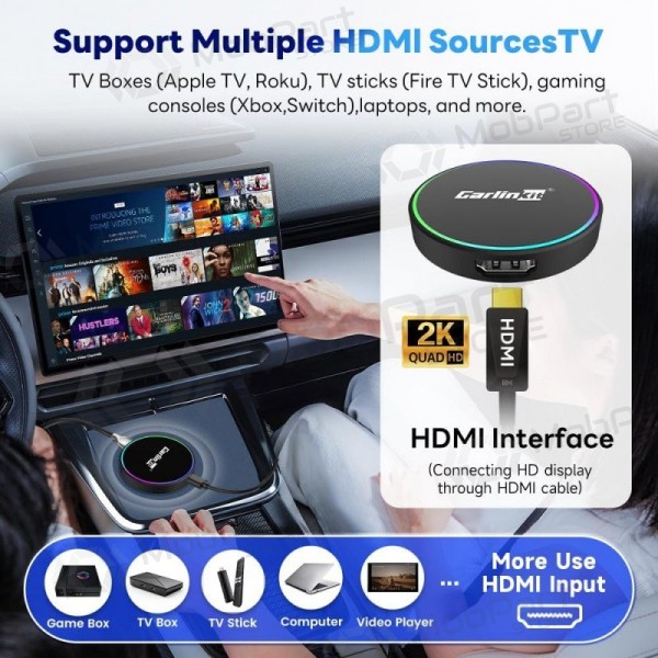 CarPlay-adapter Carlinkit HD2CP Pro trådløs Android Auto svart