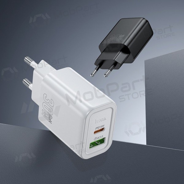 Telefonlader Hoco N63 30 W GaN USB-C + USB-A svart