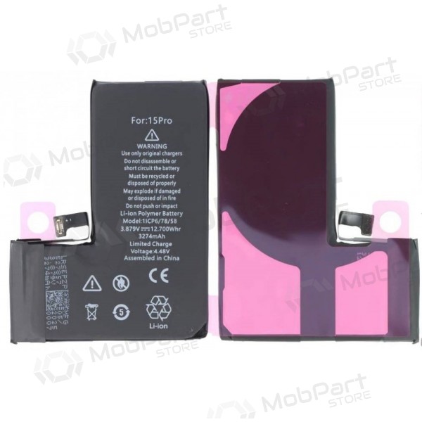 Apple iPhone 15 Pro batteri, akkumulator (Self-Diagnosable) (Premium)