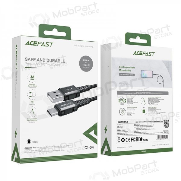 USB kabel Acefast C1-04 USB-A to USB-C 1.2m svart