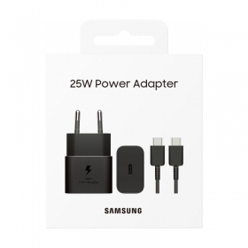 Lader original Samsung EP-T2510XBEGEU 25W + USB-C kabel i pakken svart