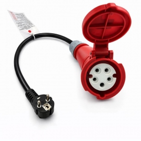 Adapter Reach CEE 16A 400 V til 220 V Schuko svart