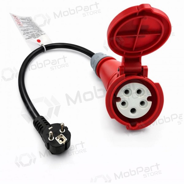 Adapter Reach CEE 16A 400 V til 220 V Schuko svart