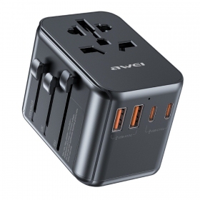 Universell kelioninis lader Awei C-39 GaN 35W 2xUSB-A/3xUSB-C svart